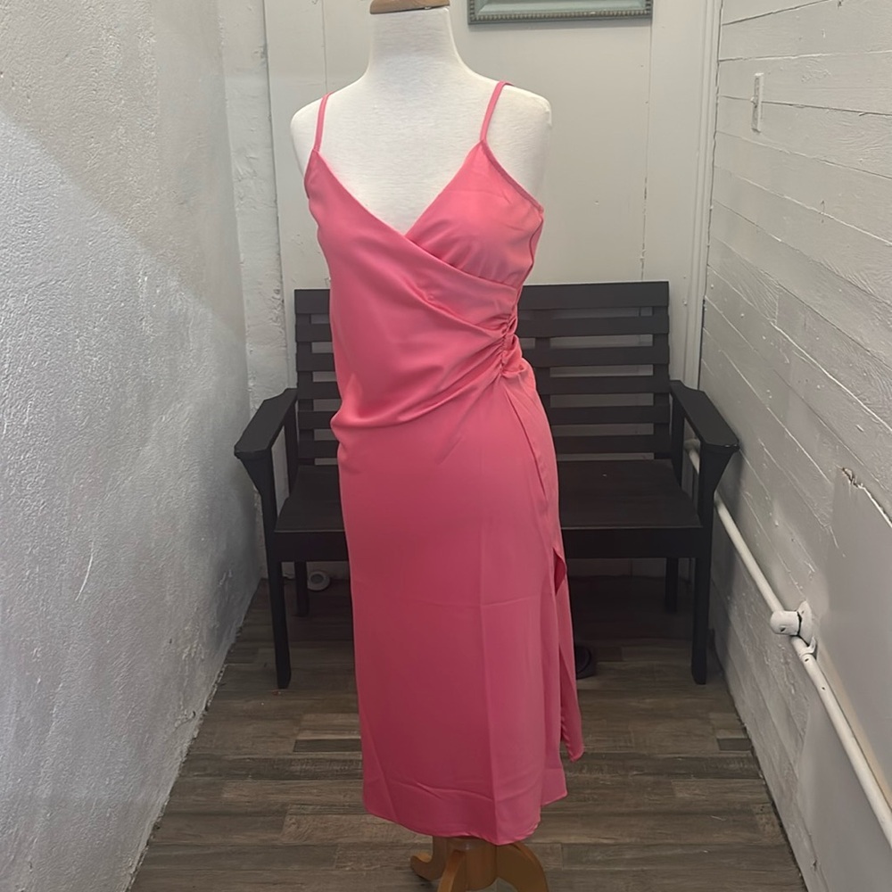 Glam Satin Hot Pink Cocktail Party Dress Size Small NWT